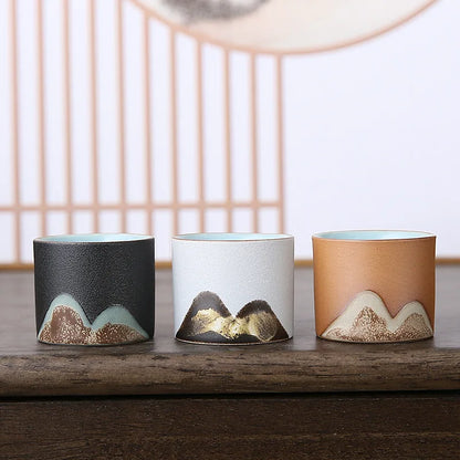 50ml/55ml Hand drawn mountain shape teacup Retro Ceramic Tea cup Kung Fu Tea Set Coffee Cup Small Water Cup Porcelain Teaware
