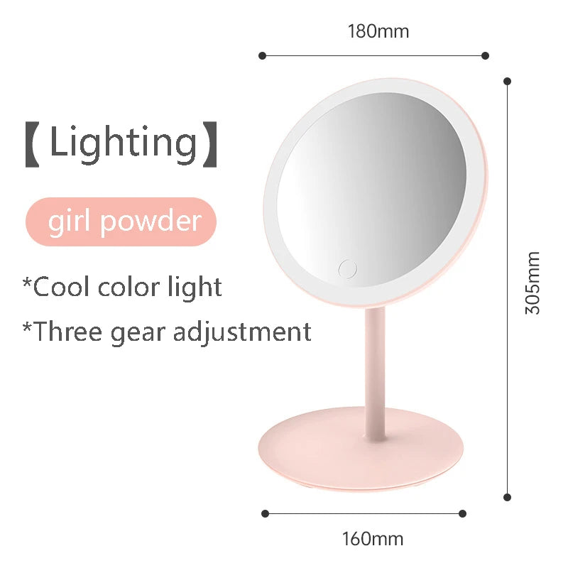 Makeup Mirror With Led Light Usb Portable Removable Desk Vanity Mirror Adjustable Tricolor Hd Light Dropshiping Travel Home Tool