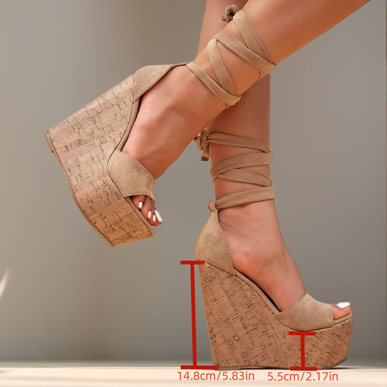 [Casual Sandals] Casual High Heels Black Wedge Platform Women's Sandals | Hollow Strap Open Toe Vacation Style