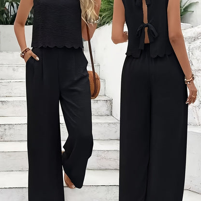 Summer Women's Sleeveless Back Lace-up Pantsuit New Fashion Pantsuit