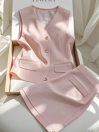 [Stylish Summer Set] Elegant and Stylish Pink Vest and Shorts Set for Women | Summer Outfit Ensemble
