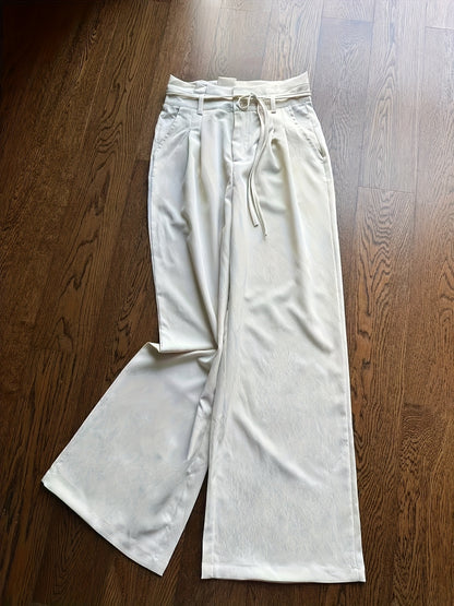 Stylish and Versatile Drawstring Wide-Leg Pants Set for Commuting - 2pcs Combo