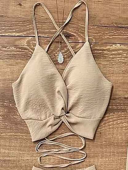 The 'Khaki Style' Set Includes a Cross-Strap Tank Top, Loose Shorts, And a Long-Sleeve Shirt, Unlocking a New Trend for Vacation Leisure.