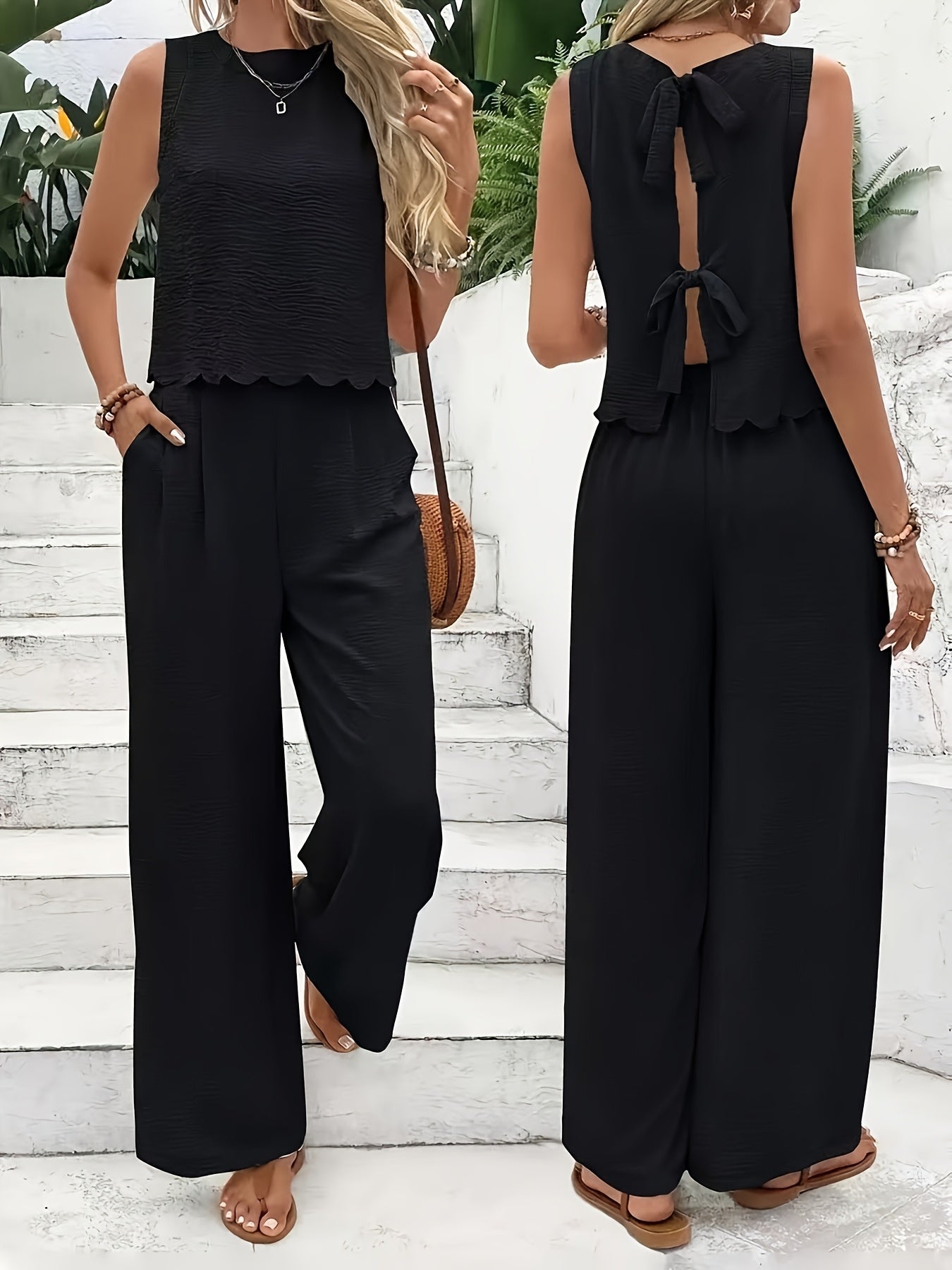 Summer Women's Sleeveless Back Lace-up Pantsuit New Fashion Pantsuit
