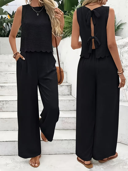 Summer Women's Sleeveless Back Lace-up Pantsuit New Fashion Pantsuit