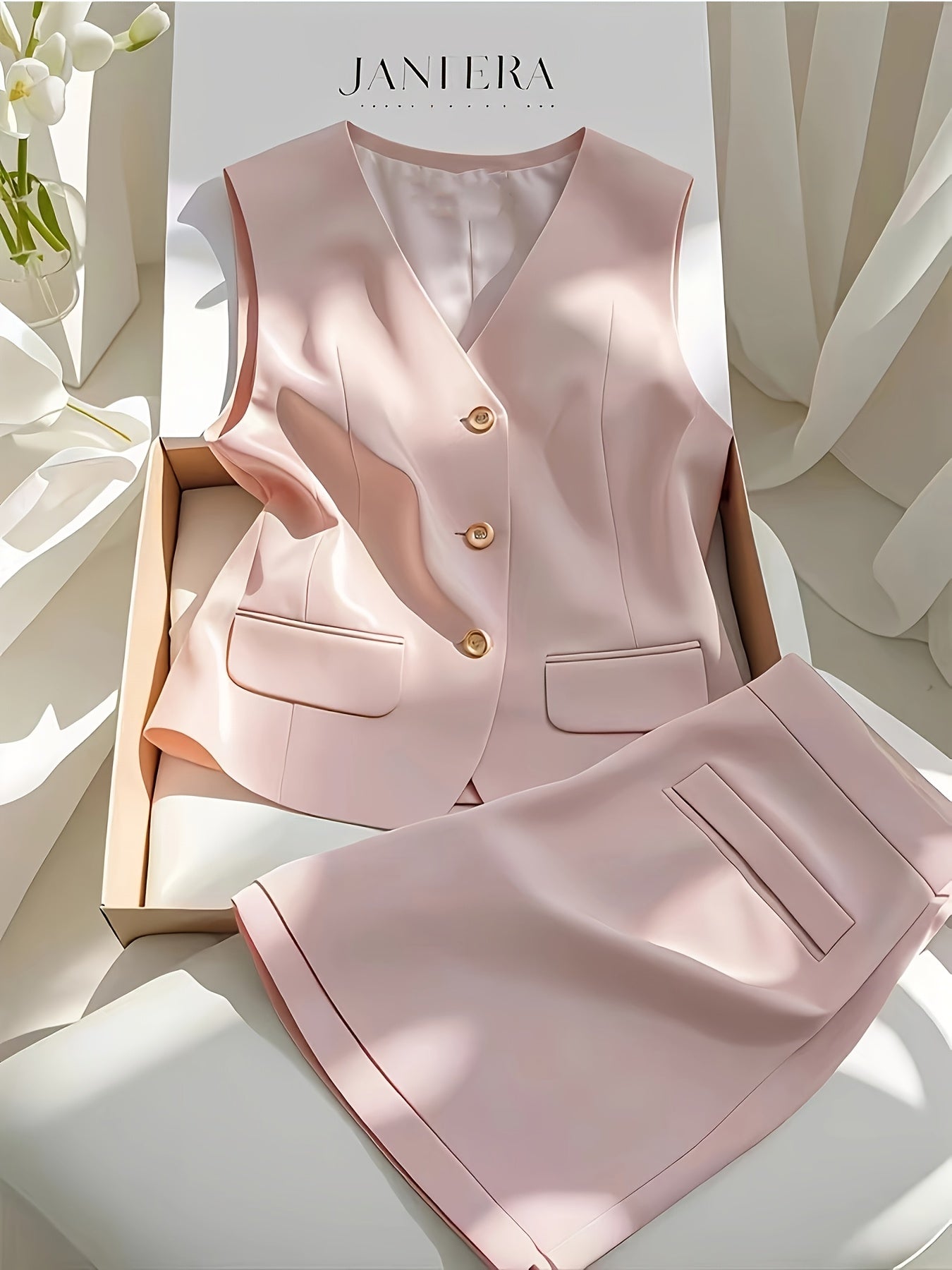 [Stylish Summer Set] Elegant and Stylish Pink Vest and Shorts Set for Women | Summer Outfit Ensemble