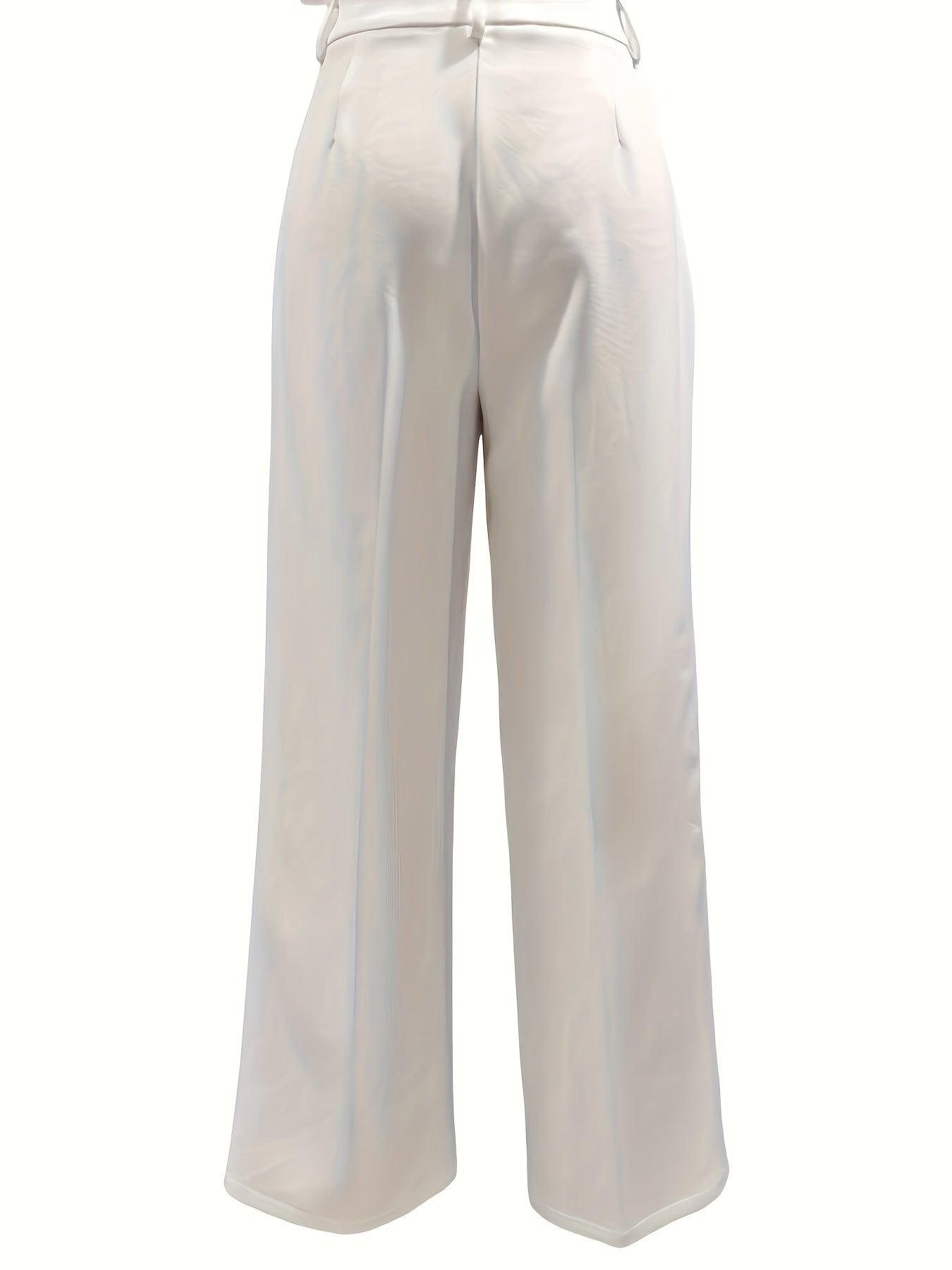 Set of Two Elegant Solid Color Straight-Leg Pants for Women with Slant Pockets.
