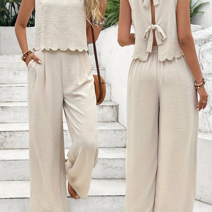 Summer Women's Sleeveless Back Lace-up Pantsuit New Fashion Pantsuit